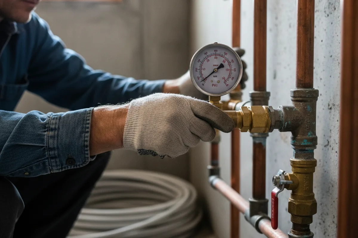 Pressure testing a repaired line during Water Line Repair in Rowland Heights